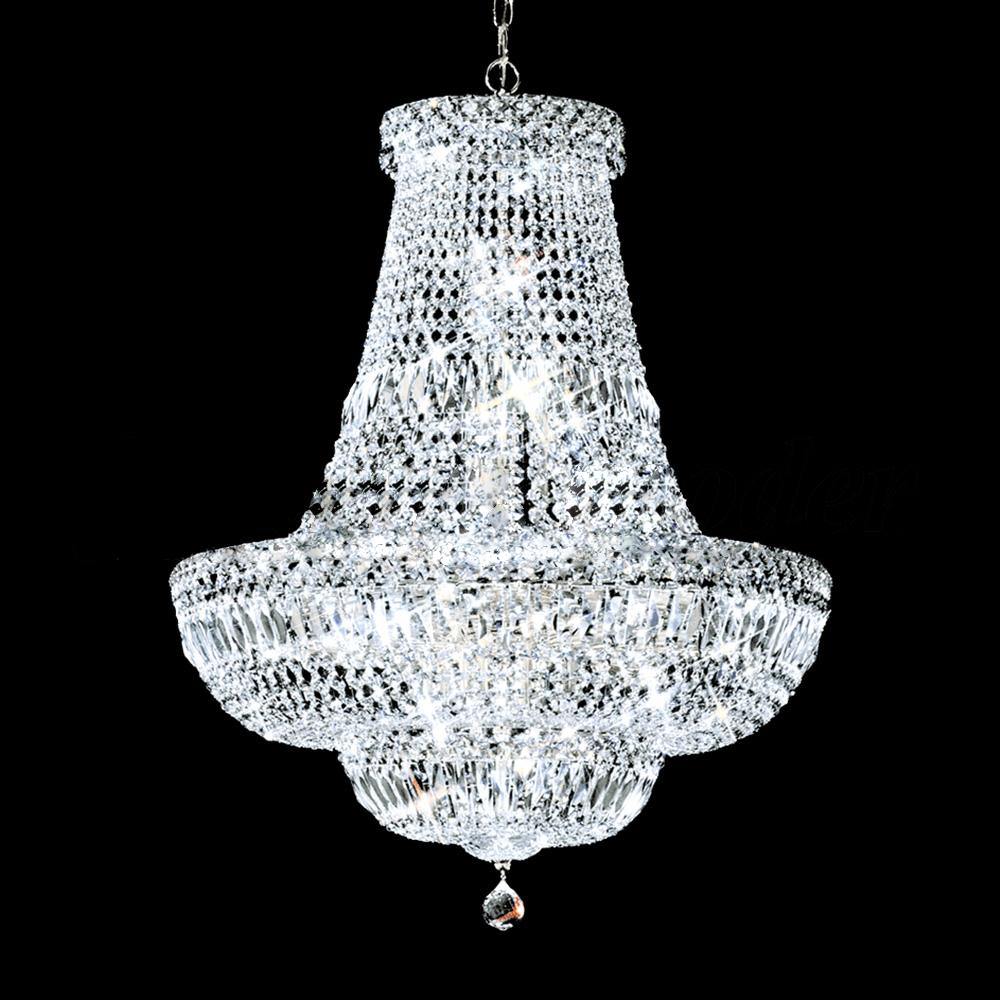 Chrome with Clear Crystal Strand Round Chandelier - LV LIGHTING