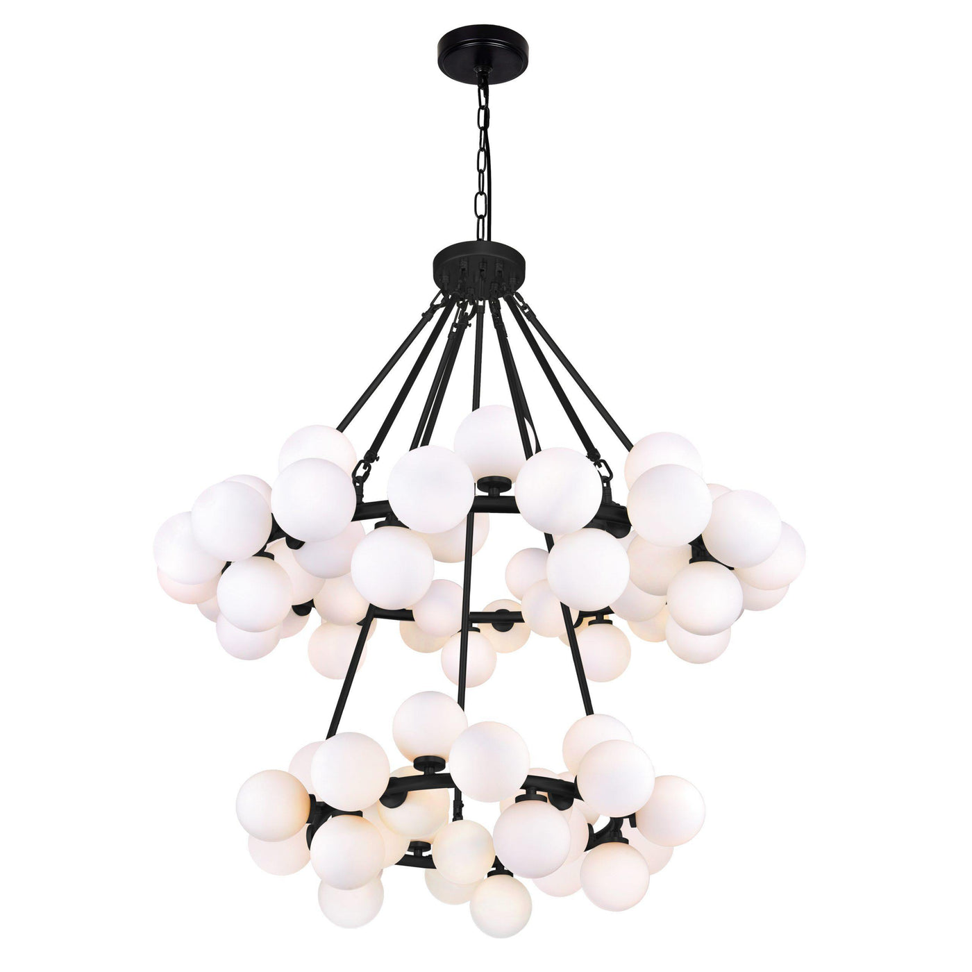 Steel Frame with Frosted Glass Globe 2 Tier Chandelier - LV LIGHTING