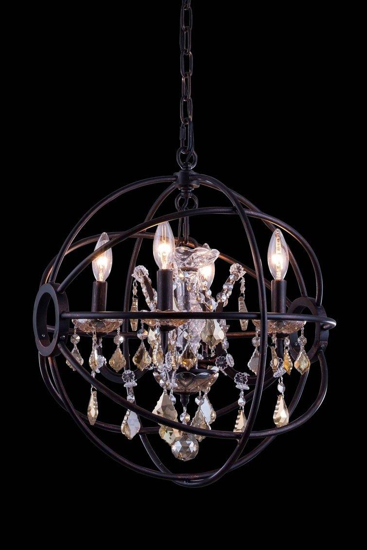 Steel Orbit Frame with Crystal Chandelier - LV LIGHTING