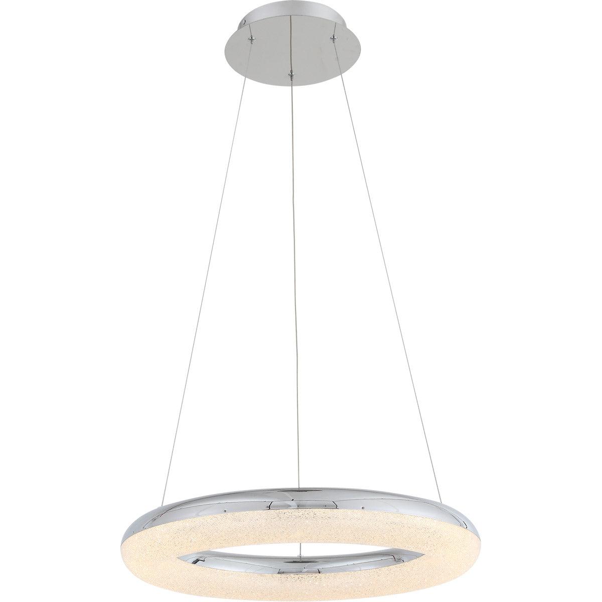 LED Chrome Ring with Crystalline Shade Chandelier - LV LIGHTING
