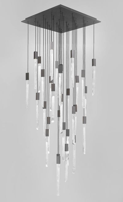 Matte Black Gun Metal Frame with Clear and White Marbleized Glass Chandelier - LV LIGHTING