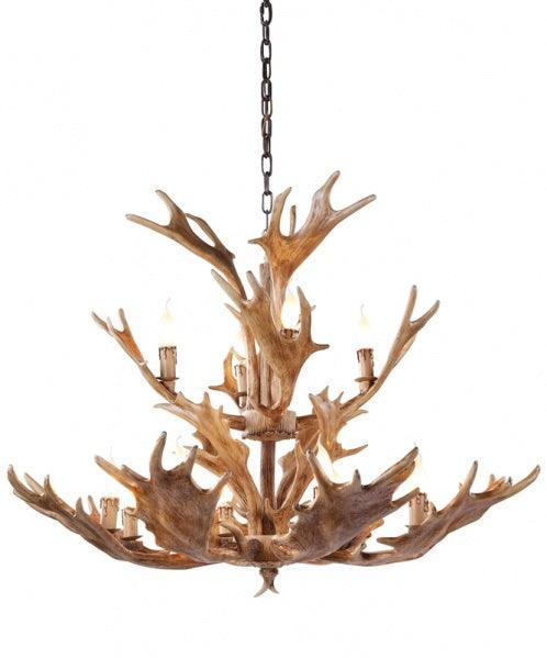 Brown Polyresin 3 Tier Moose Antler Chandelier - LV LIGHTING