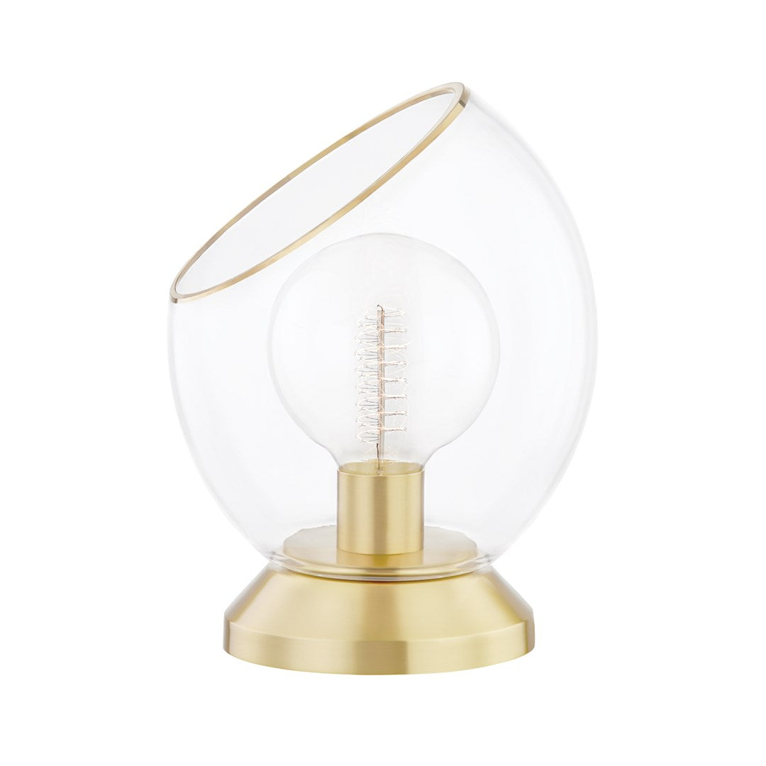 Aged Brass Frame with Clear Glass Shade Table Lamp