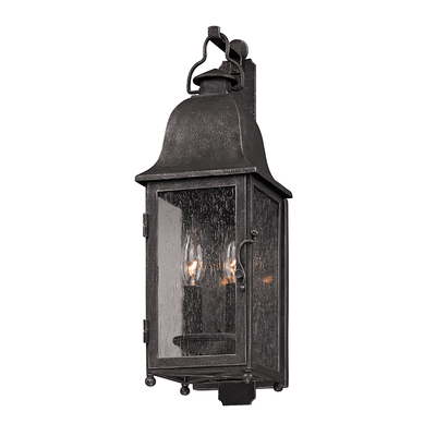 Aged Pewter with Clear Seedy Glass Shade Outdoor Wall Sconce - LV LIGHTING