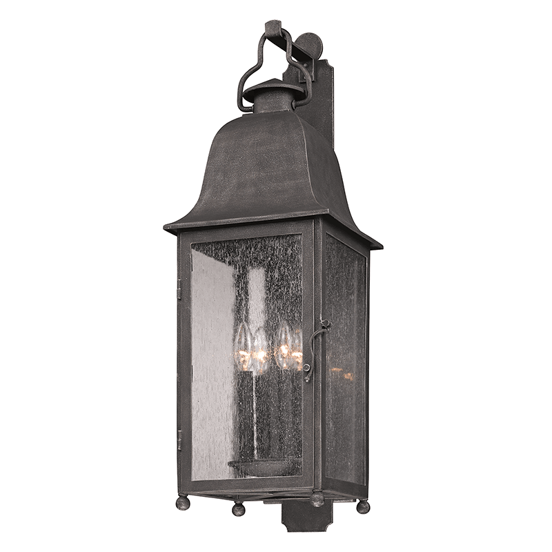 Aged Pewter with Clear Seedy Glass Shade Outdoor Wall Sconce - LV LIGHTING