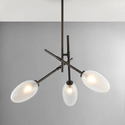 Steel Adjustable Arm with Semi Clear Glass Shade Chandelier