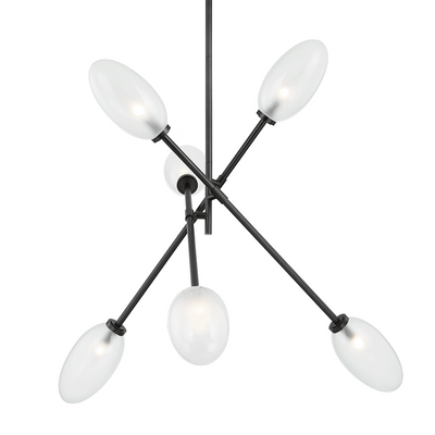 Steel Adjustable Arm with Semi Clear Glass Shade Chandelier