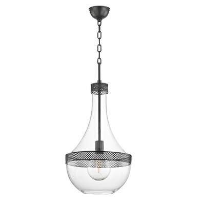 Steel Frame with Clear Tear Drop Glass Shade Pendant