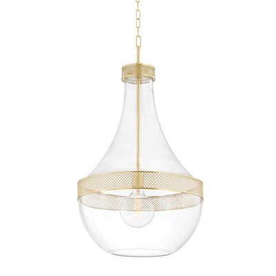 Steel Frame with Clear Tear Drop Glass Shade Pendant