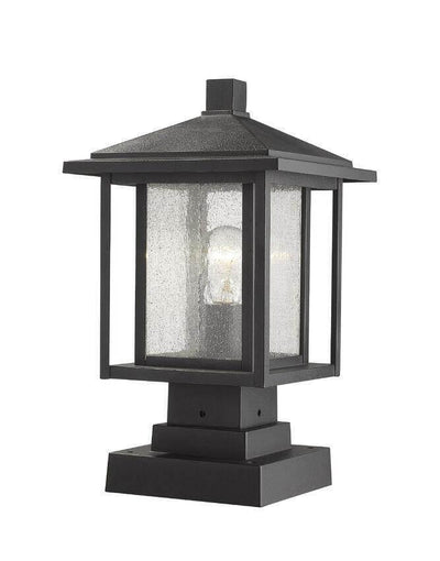 Aluminum with Dual Frames and Clear Seedy Glass Square Base Outdoor Pier Mount - LV LIGHTING