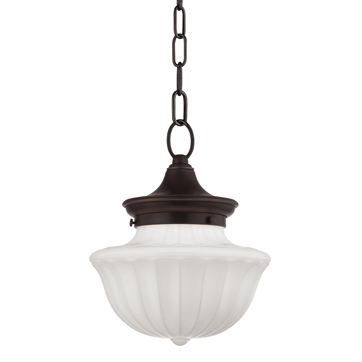 Steel with White Schoolhouse Glass Shade Pendant - LV LIGHTING