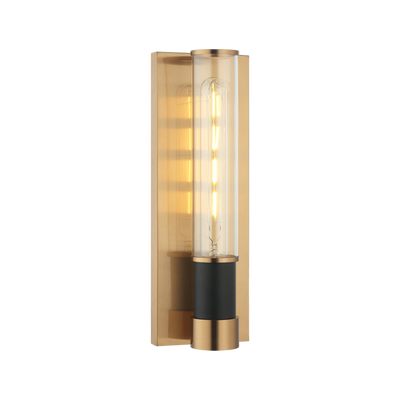Steel Frame with Clear Cylindrical Glass Shade Two Tone Wall Sconce