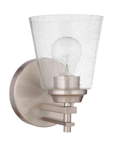 Steel Frame with Clear Seedy Glass Shade Wall Sconce