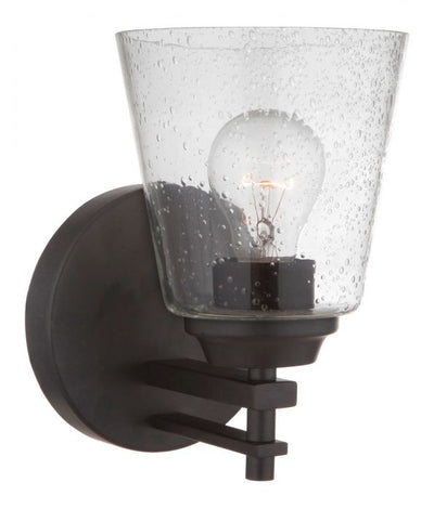 Steel Frame with Clear Seedy Glass Shade Wall Sconce