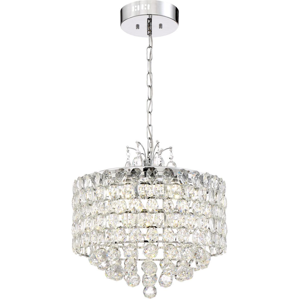 LED Chrome Frame with Clear Crystal Drop Chandelier - LV LIGHTING