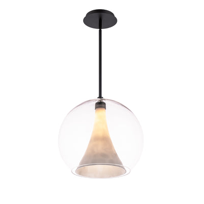 LED Steel Frame with Clear Glass and Artificial Dolomite Diffuser Pendant