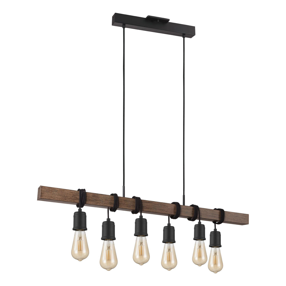 Black with Wood Pendant - LV LIGHTING