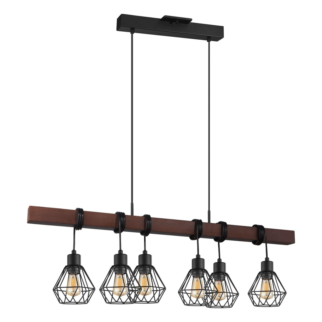 Black with Wood Pendant - LV LIGHTING
