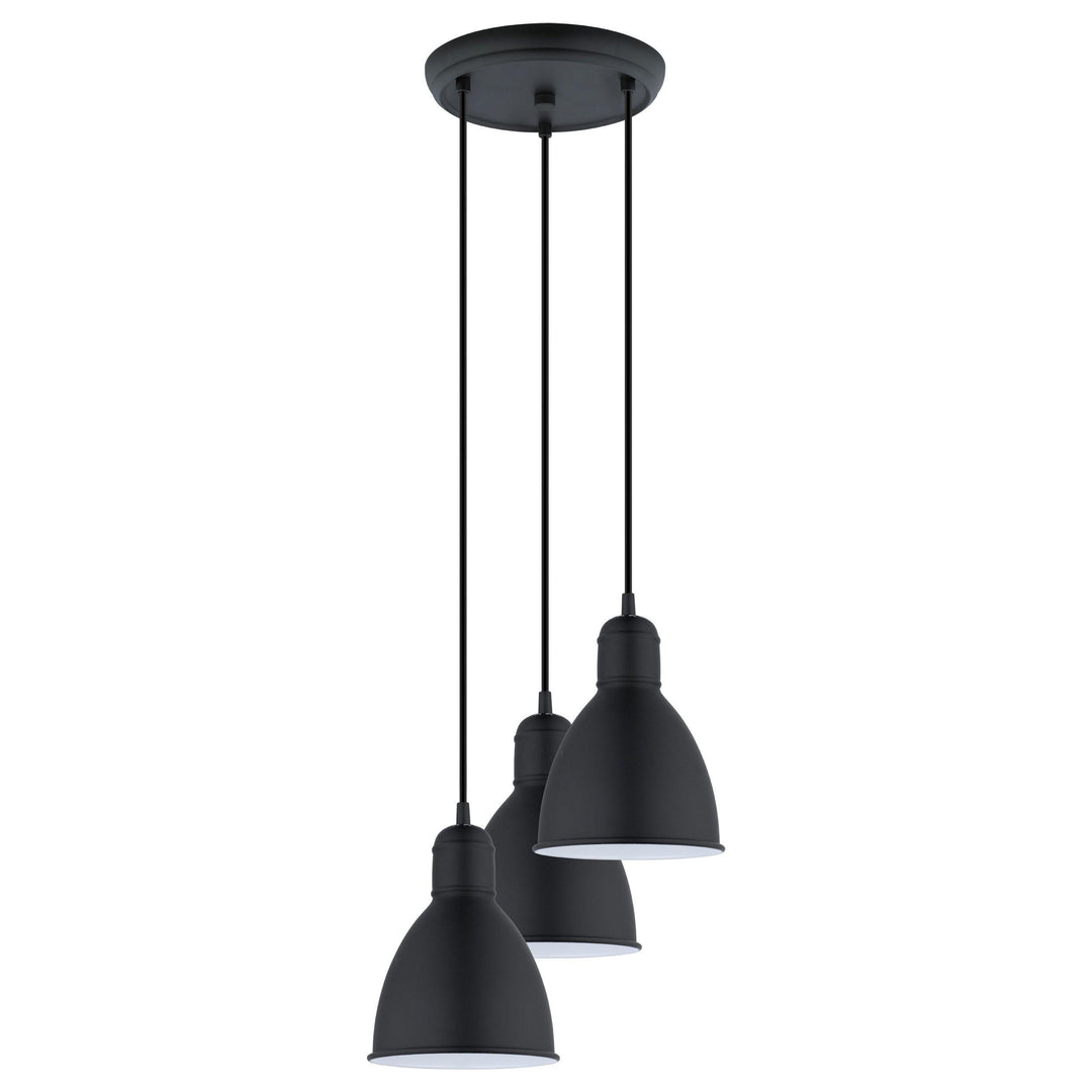 Black with White 3 Light Pendant - LV LIGHTING