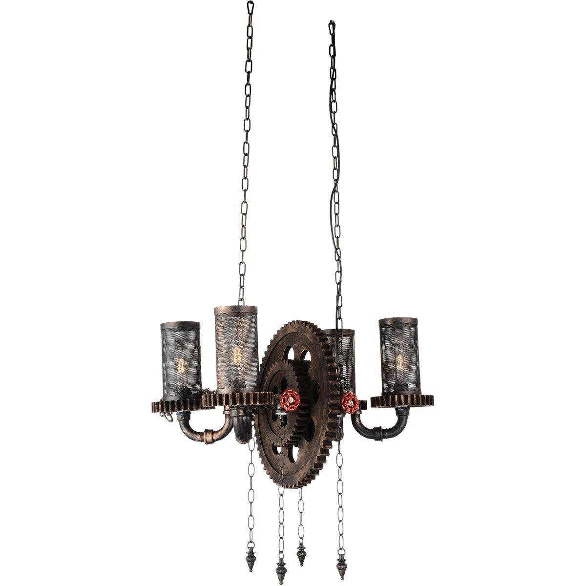Rusted Gear and Chain Chandelier - LV LIGHTING
