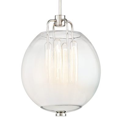 Steel with Half White Half Clear Glass Shade Pendant