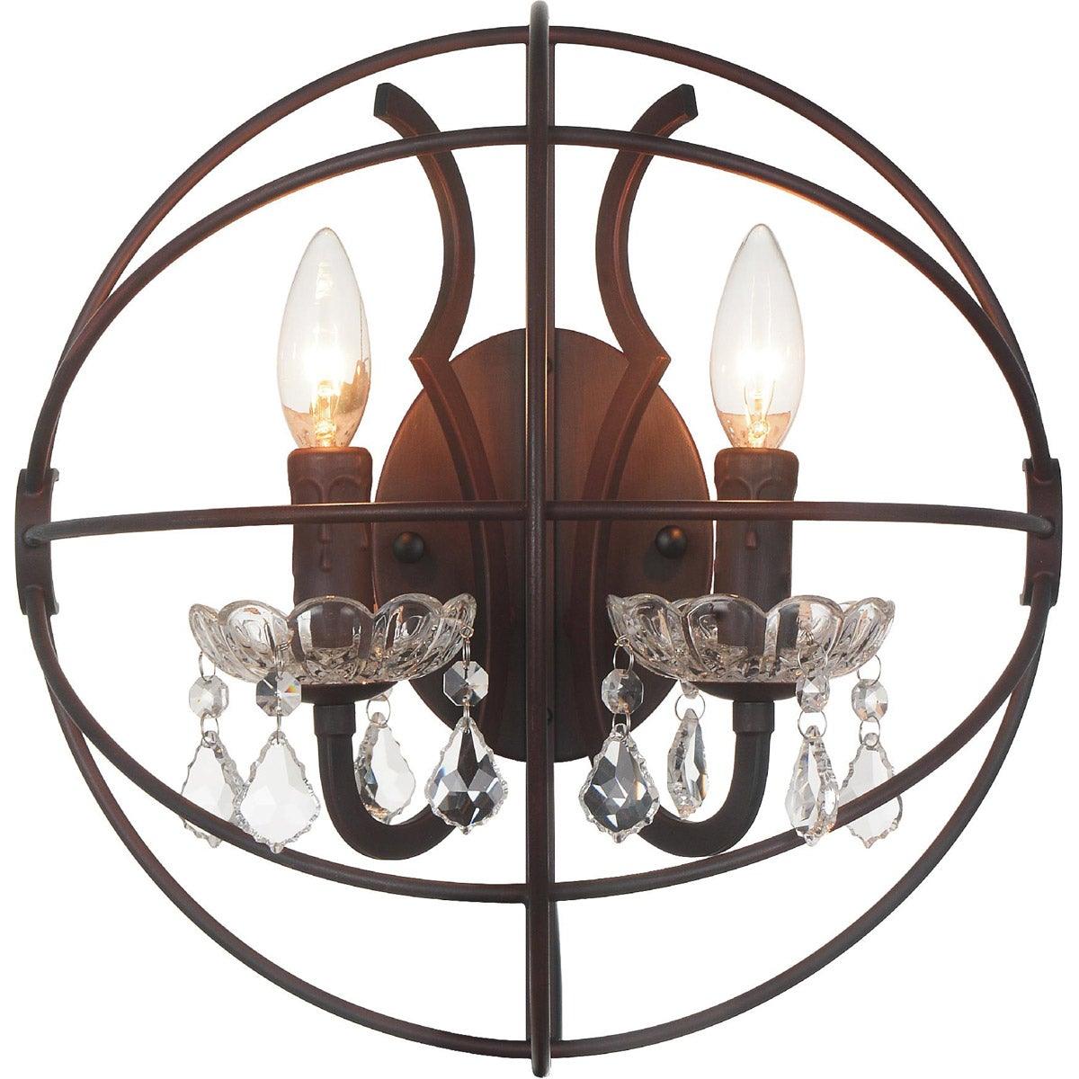 Brown Orbit Cage with Crystal Wall Sconce - LV LIGHTING