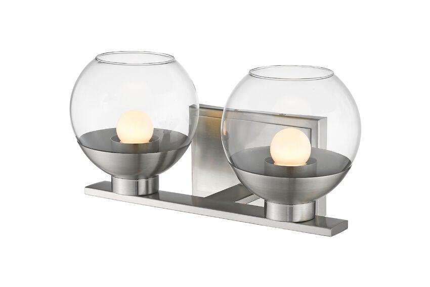 LED Steel with Clear Glass Globe Shade Vanity Light - LV LIGHTING