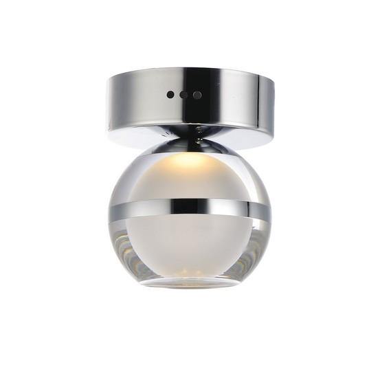 LED Chrome with Acrylic Single Light Flush Mount - LV LIGHTING