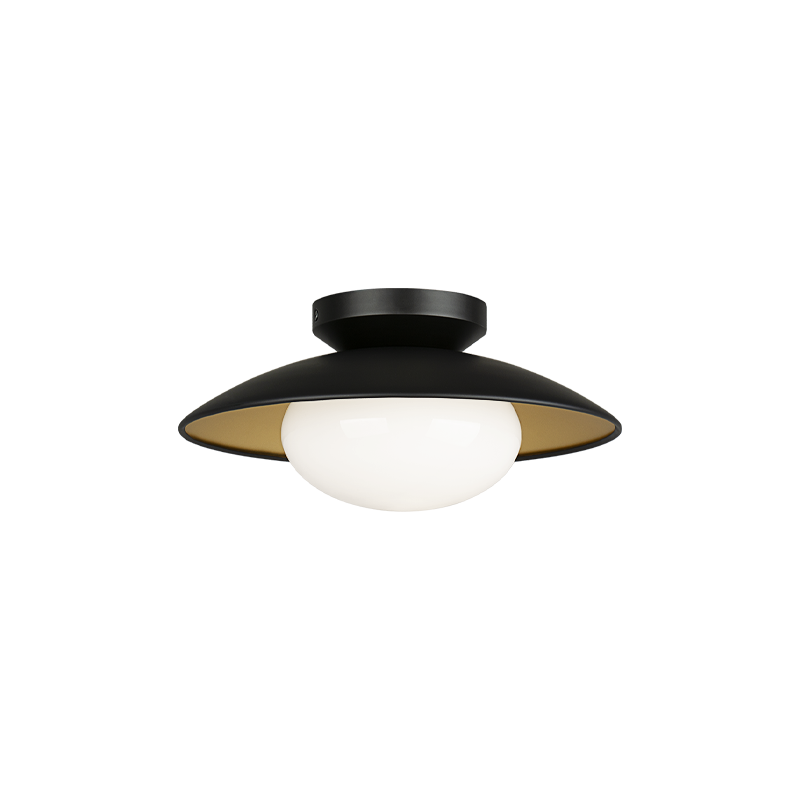 Steel Bowl Frame with Opal Glass Diffuser Semi Flush Mount