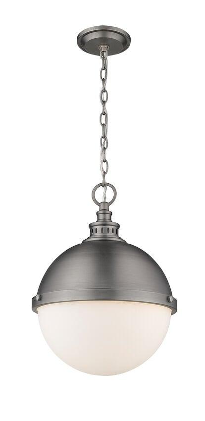 Steel with Opal Etched Glass Shade Pendant - LV LIGHTING