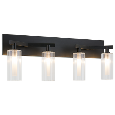 Steel Frame with Clear Ribbed Glass Shade Vanity Light