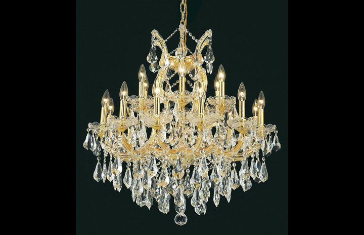 Steel with Clear Crystal Drop and Strand Chandelier - LV LIGHTING