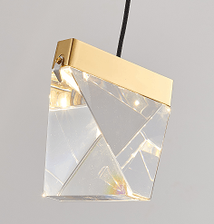 LED Brass Triangular Crystal Pendant - LV LIGHTING