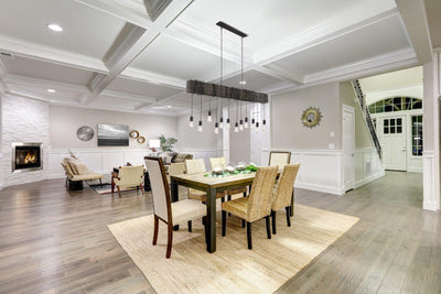 Dark Pine Block with Black Draping Cord Linear Pendant - LV LIGHTING
