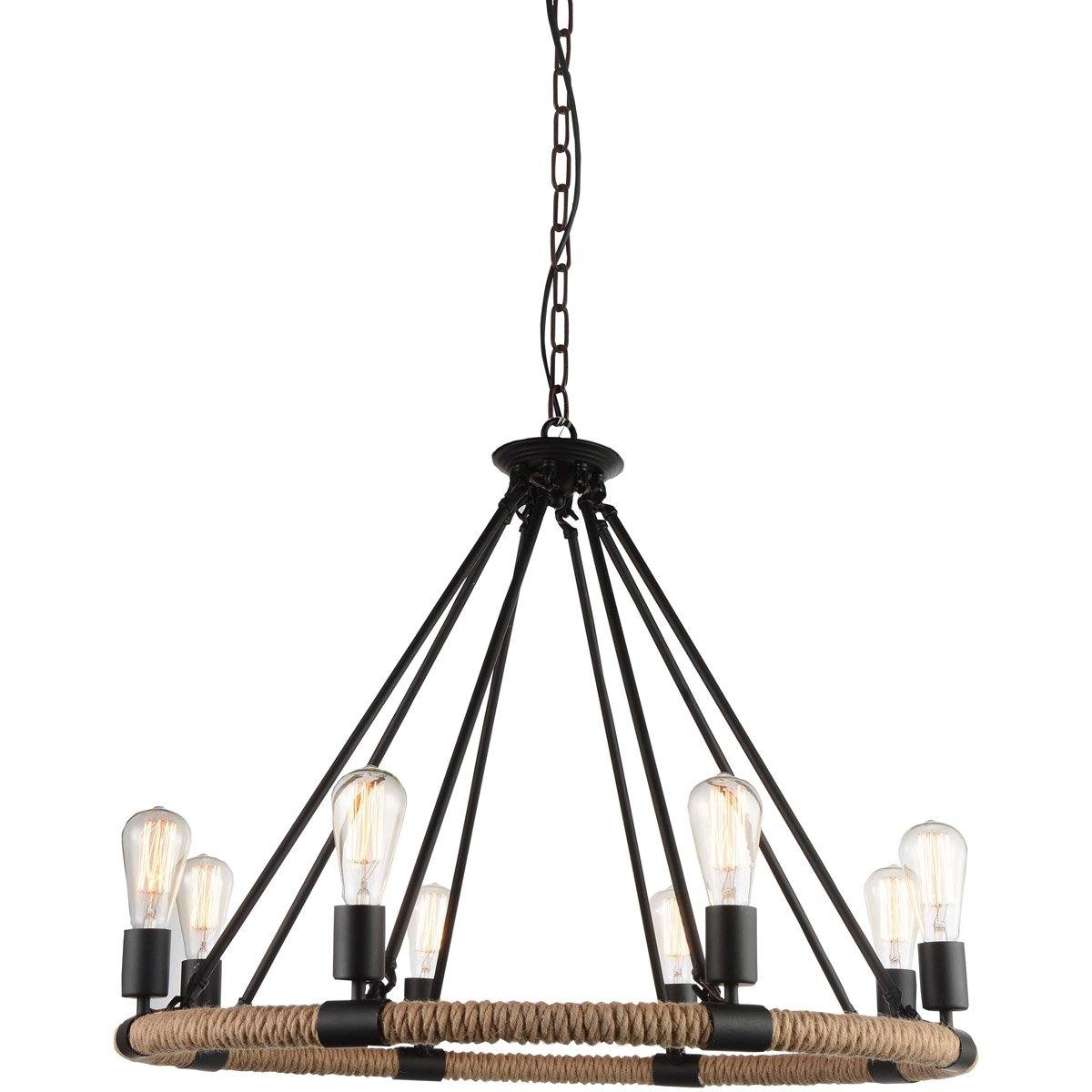 Black with Rope Ring Chandelier - LV LIGHTING