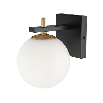 Steel Frame with White Glass Globe Wall Sconce