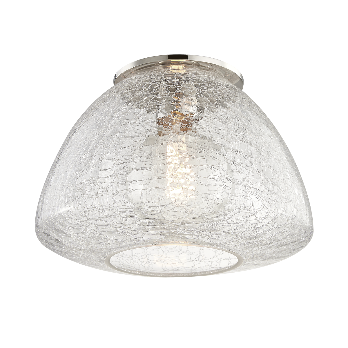 Steel Frame with Clear Crackle Glass Shade Flush Mount