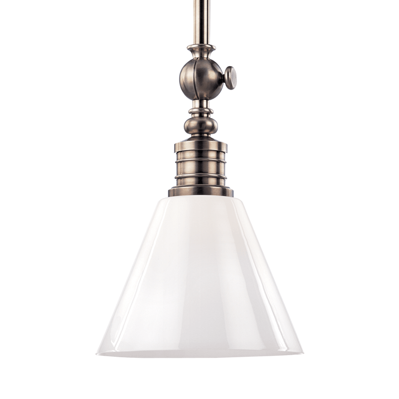 Steel with Opal Glossy Glass Shade Pendant - LV LIGHTING