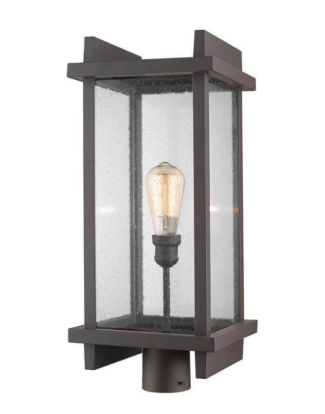 Aluminum with Clear Seedy Glass Shade Urban Industiral Style Outdoor Post Light - LV LIGHTING
