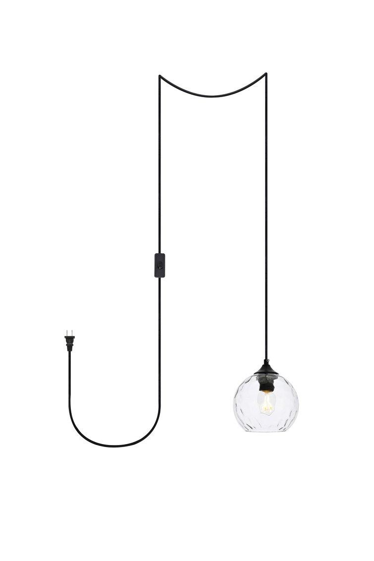 Black Single Light with Clear Shade plug-in Pendant - LV LIGHTING