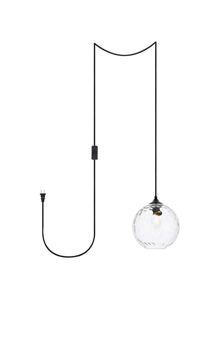 Black Single Light with Clear Shade plug-in Pendant - LV LIGHTING