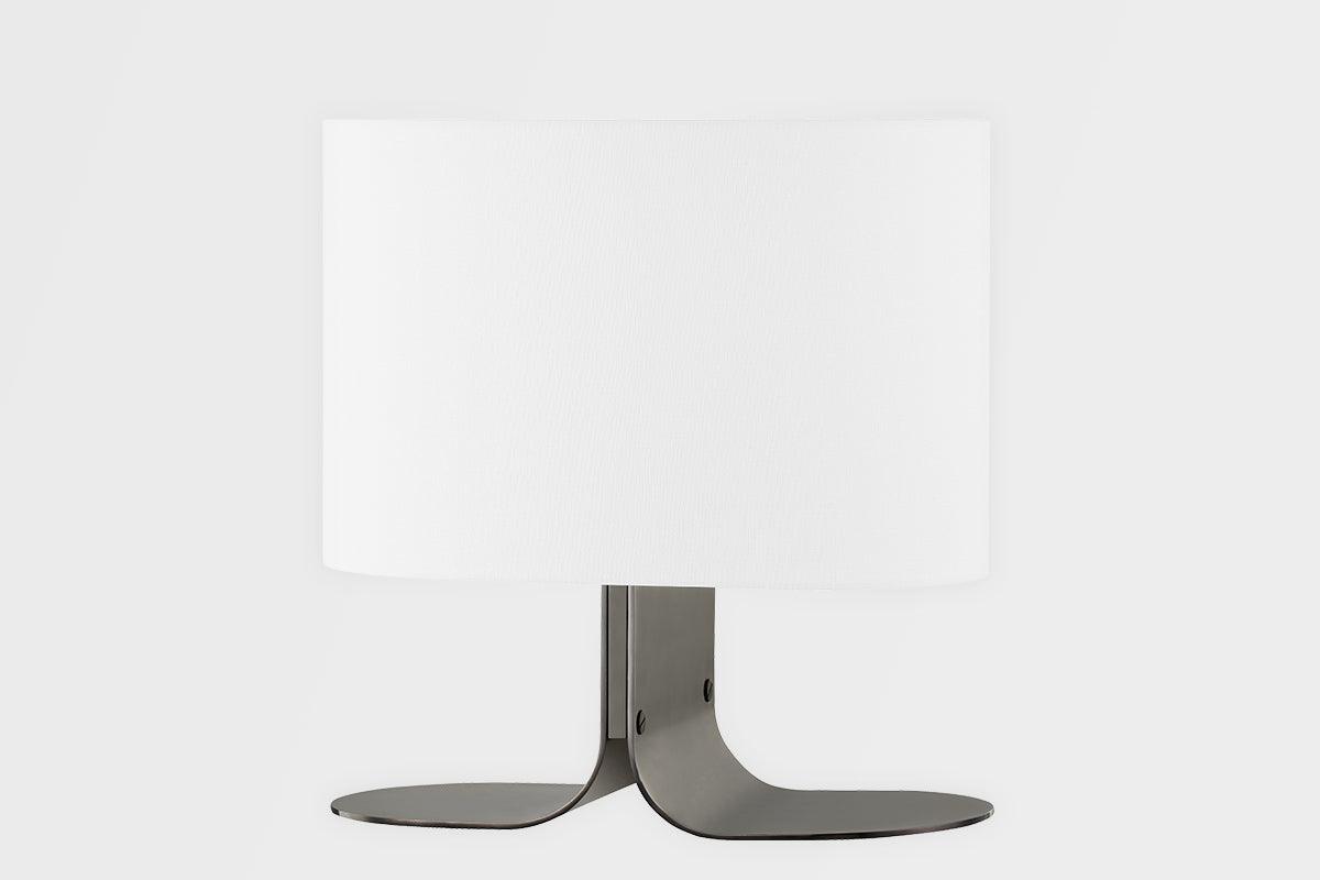 Sleek Bent Metal Base with Oval Fabric Shade Table Lamp - LV LIGHTING