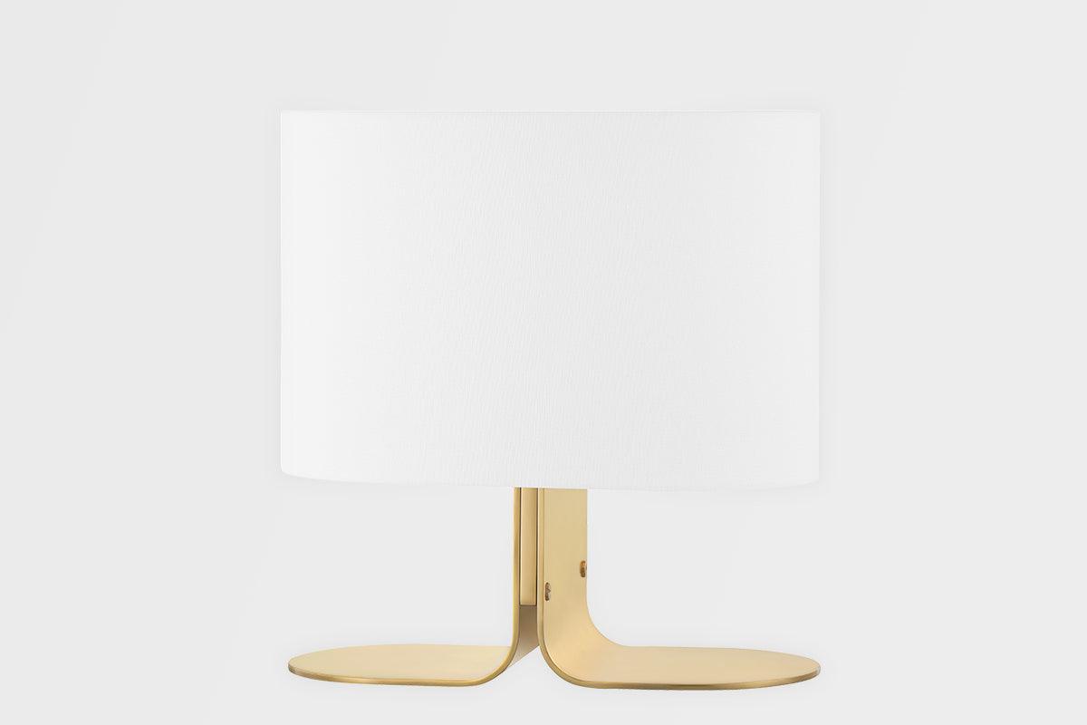 Sleek Bent Metal Base with Oval Fabric Shade Table Lamp - LV LIGHTING