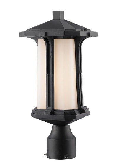 Black with Matte Opal Glass Shade Traditional Style Outdoor Post Light - LV LIGHTING