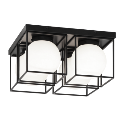 Steel Square Frame with Frosted Glass Shade Flush Mount / Wall Sconce