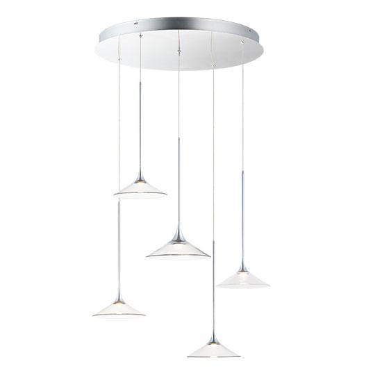 LED Chrome with Clear Glass 5 Lights Pendant - LV LIGHTING