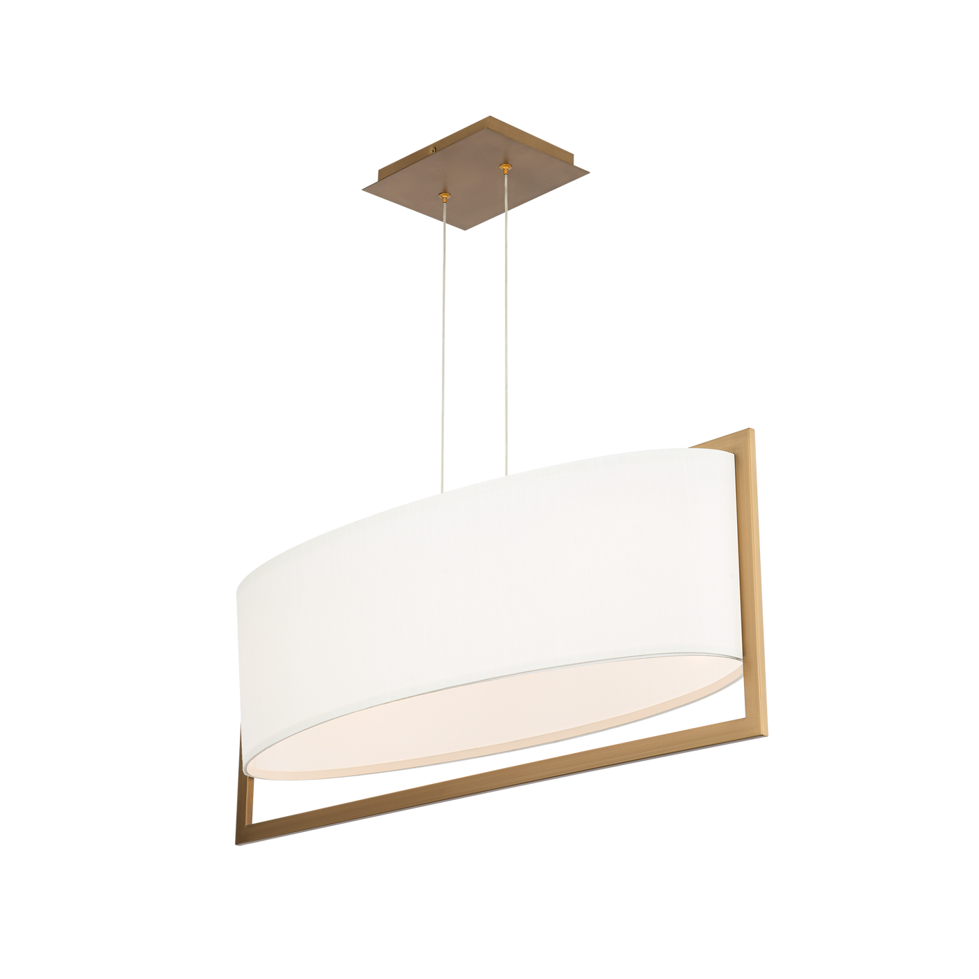 LED Steel Oval Frame with Fabric Shade Linear Chandelier