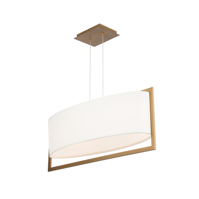 LED Steel Oval Frame with Fabric Shade Linear Chandelier
