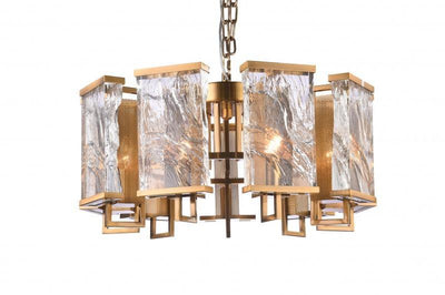 Steel Frame with Clear Distorted Crystal Plaques Chandelier - LV LIGHTING
