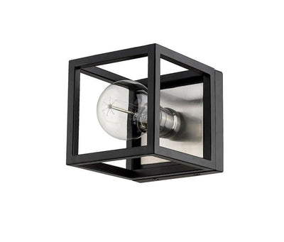 Matte Black Steel Caged Single Light Wall Sconce - LV LIGHTING